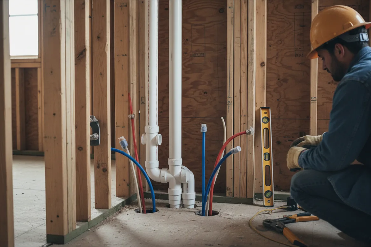 Drain and supply rough-in during Leak Detection in Carlisle